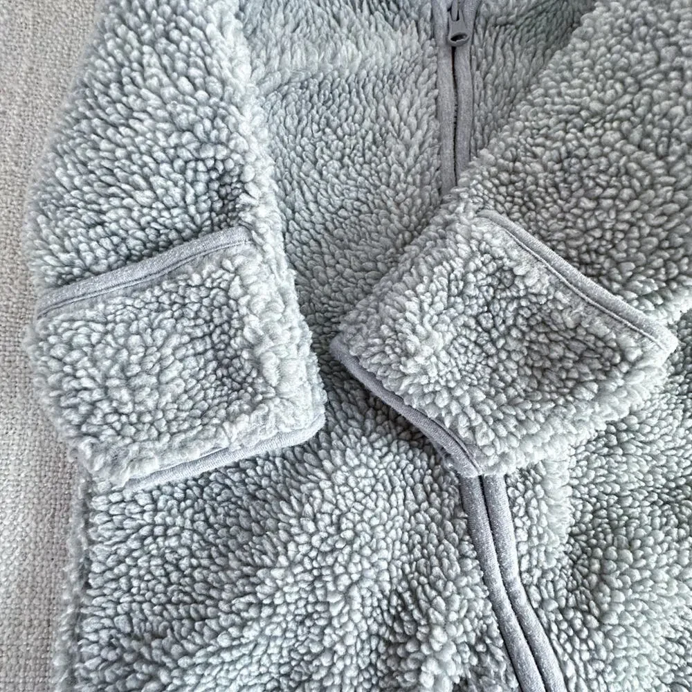 Gap Gray Sherpa Fleece Baby Bunting VGUC 6-12